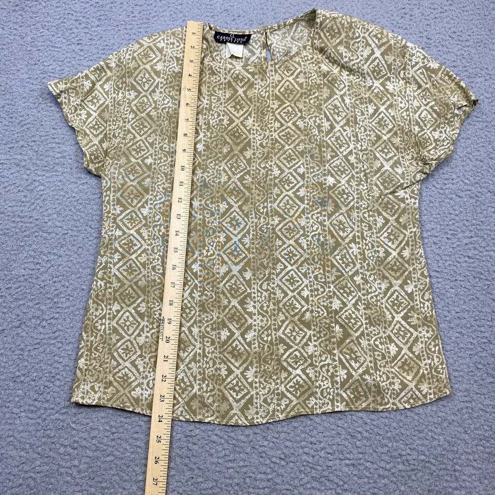 Carole Little Shirt Womens Petites Medium Geometric Print Blouse Top Boho‎